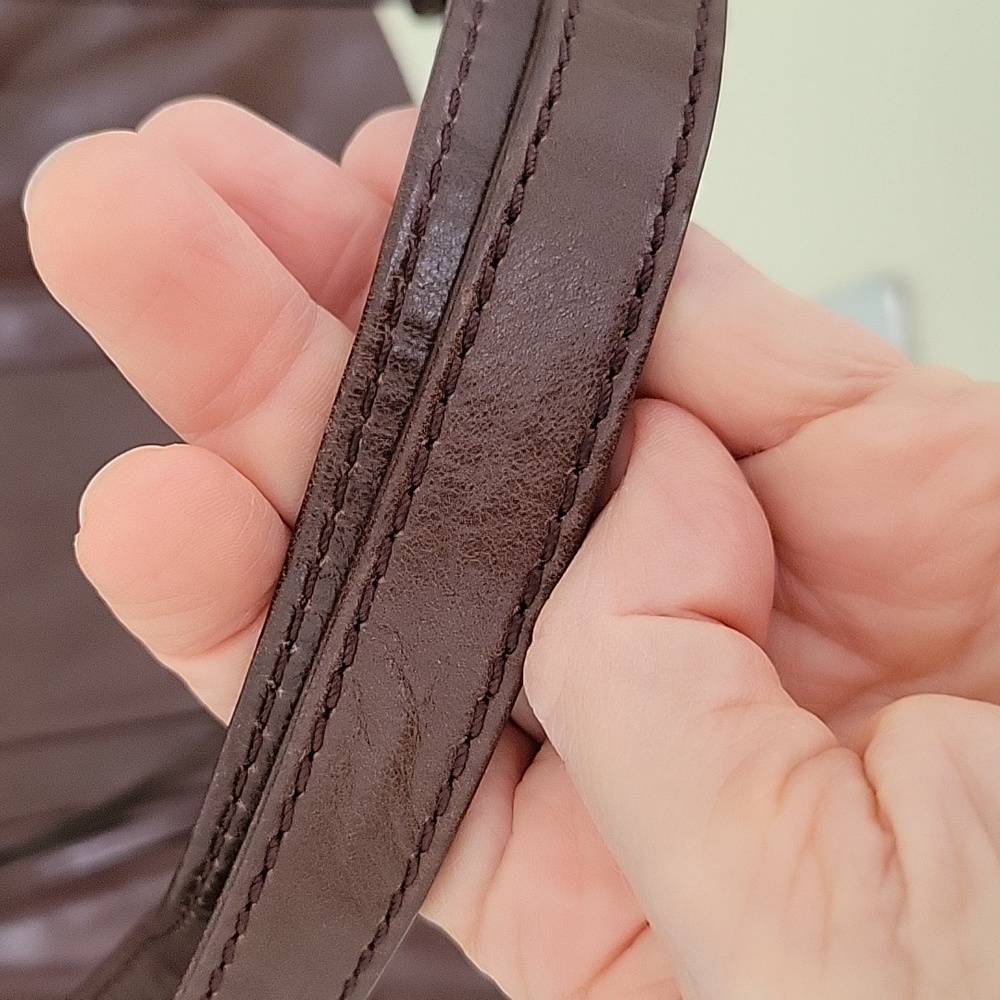 HOBO Mahogany Dark Brown Sheila Crossbody Satchel Crinkle Shiny Leather - Picture 4 of 16